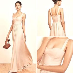 Reformation Gown Hollyhock Maxi Dress Champagne Size 2 • NEW WITH TAGS •